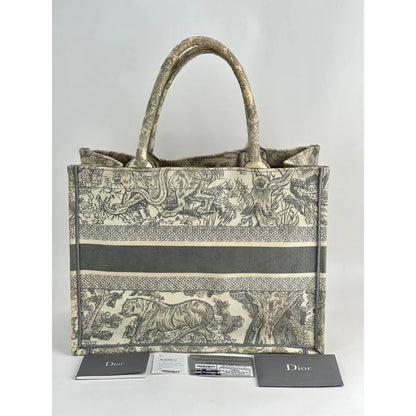 Medium Dior Book Gray Embroidery Tote