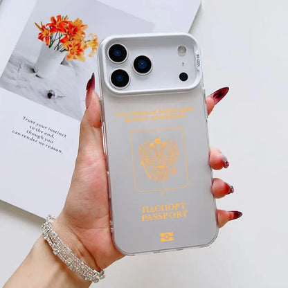Russia Passport Design Phone Case For iPhone 17 16 15 14 13 12 11 Pro Max Air Colorful Matte Laser Aurora Shockproof Phone Case