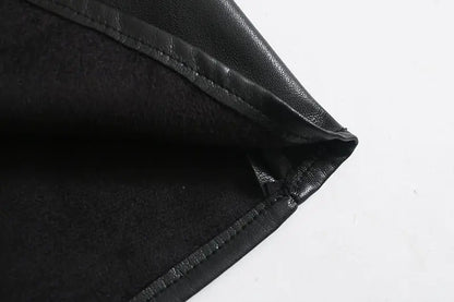 Women's PU Leather Long Sleeve Mini Dress with Buttons