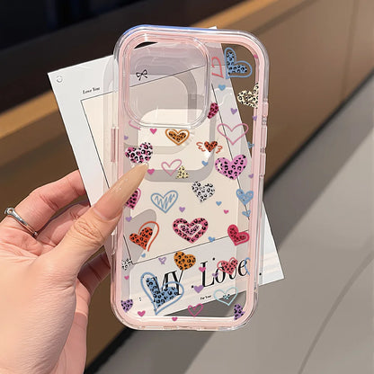 2 in 1 Candy Color Love Heart Phone Case For iPhone 17 Pro Case iPhone 13 11 12 14 15 16 Pro Max Air Soft Shockproof Cover Funda