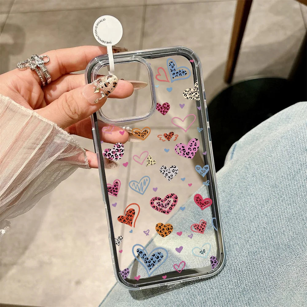 2 in 1 Candy Color Love Heart Phone Case For iPhone 17 Pro Case iPhone 13 11 12 14 15 16 Pro Max Air Soft Shockproof Cover Funda