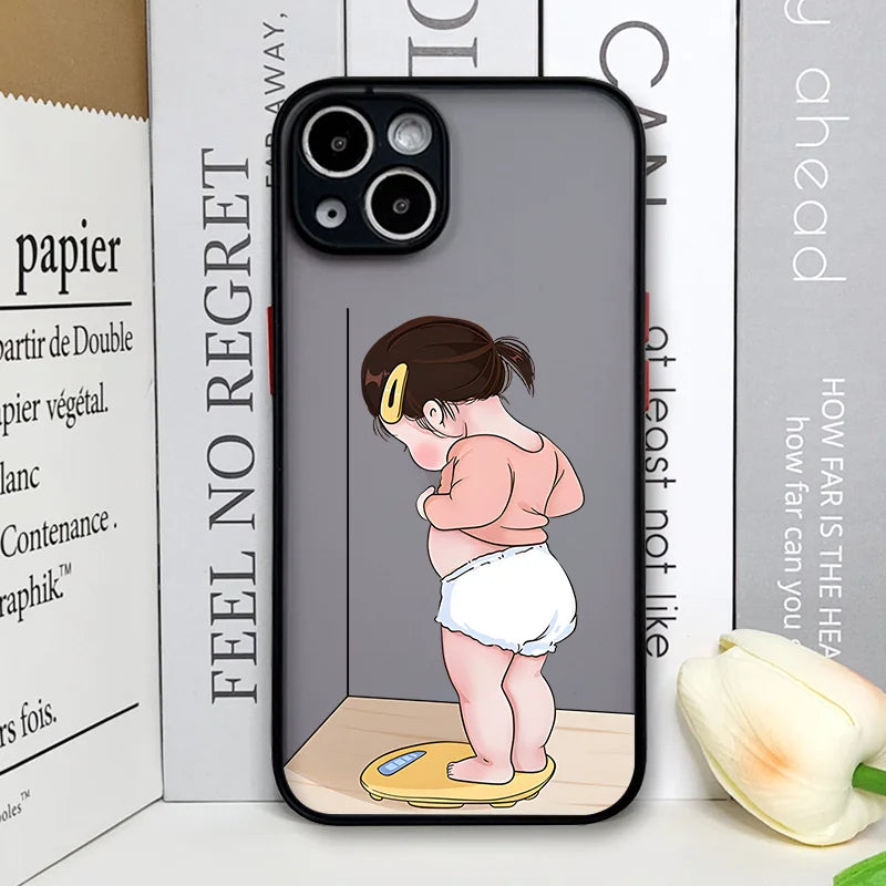 Creative Cartoon Boy Girl Paired Couple Phone Case for iPhone 17 16 Pro Max 15 14 13 12 11 XS MAX X XR 7 8 14 16 Plus Hard Cover