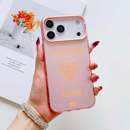 Russia Passport Design Phone Case For iPhone 17 16 15 14 13 12 11 Pro Max Air Colorful Matte Laser Aurora Shockproof Phone Case