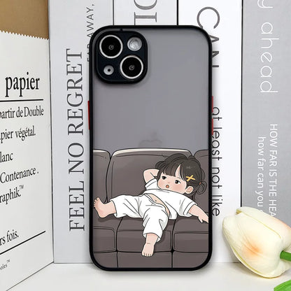 Creative Cartoon Boy Girl Paired Couple Phone Case for iPhone 17 16 Pro Max 15 14 13 12 11 XS MAX X XR 7 8 14 16 Plus Hard Cover
