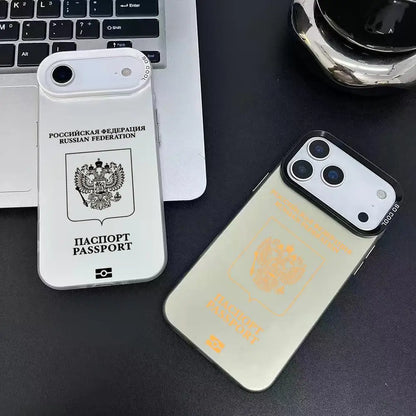Russia Passport Design Phone Case For iPhone 17 16 15 14 13 12 11 Pro Max Air Colorful Matte Laser Aurora Shockproof Phone Case
