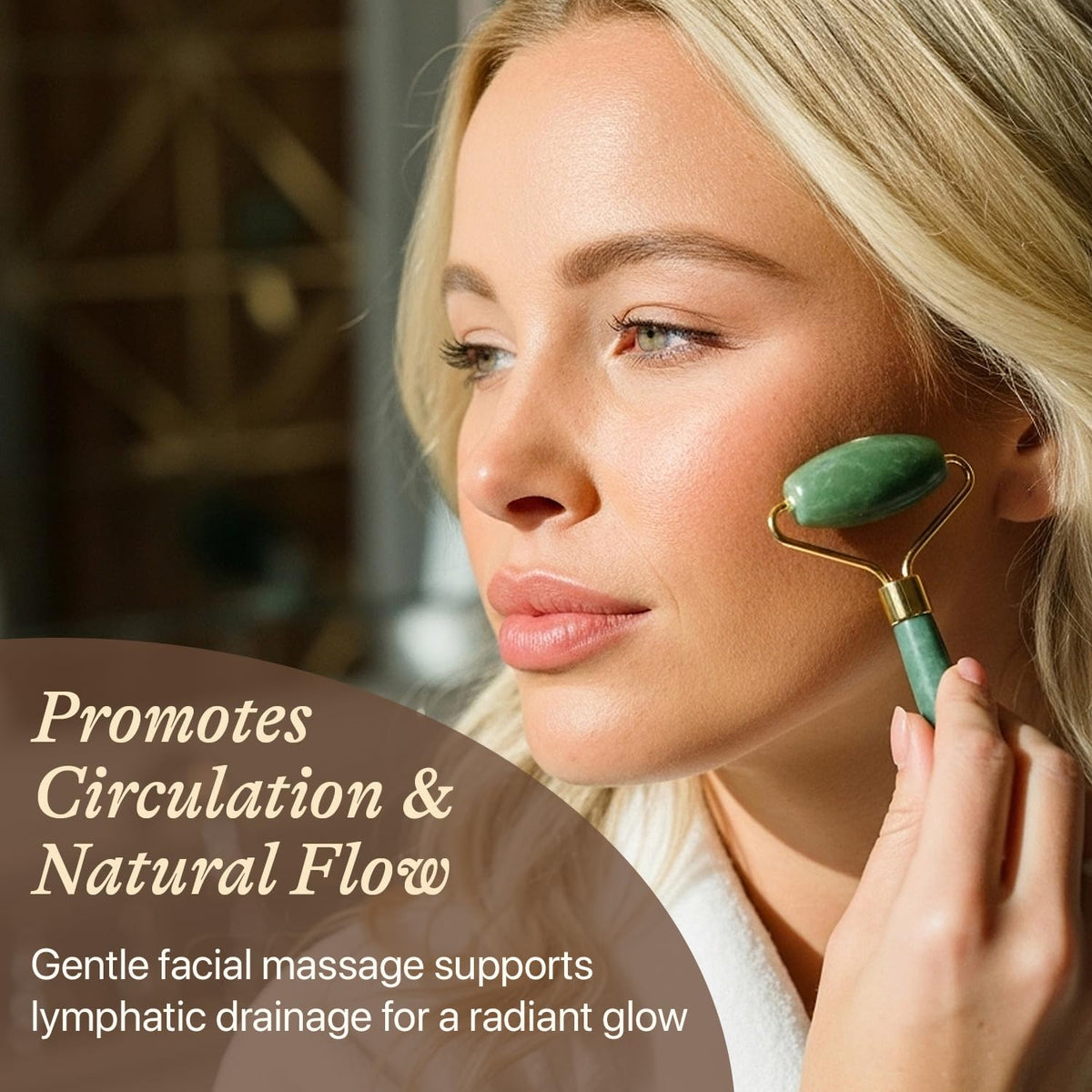 Jade Roller for Face - Smoothes Fine Lines & Wrinkles