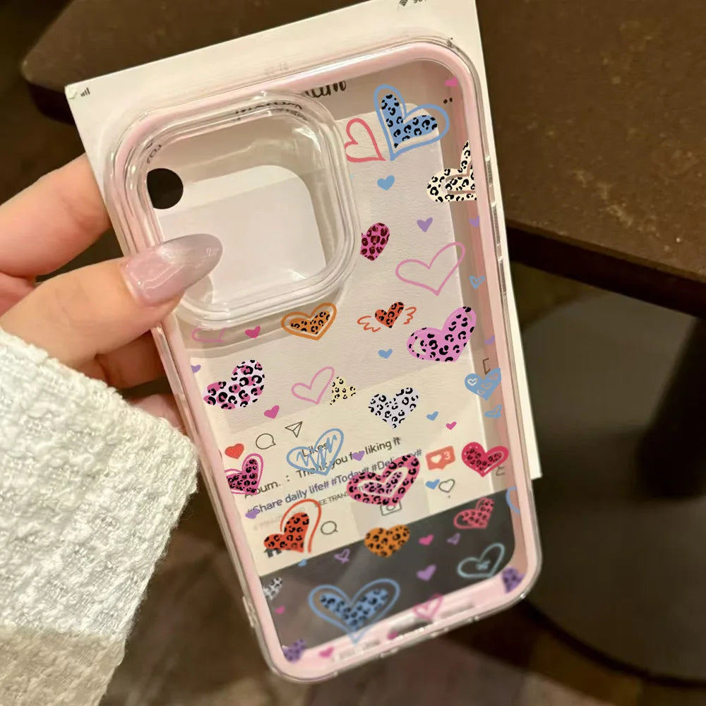 2 in 1 Candy Color Love Heart Phone Case For iPhone 17 Pro Case iPhone 13 11 12 14 15 16 Pro Max Air Soft Shockproof Cover Funda
