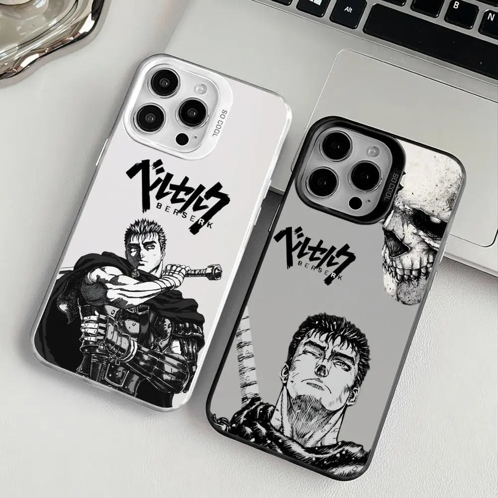 B-Berserk G-Guts Anime Phone Case For iPhone 17 16 15 14 13 12 11 Pro Max Black Purple Matte Laser Metallic Aurora Funda