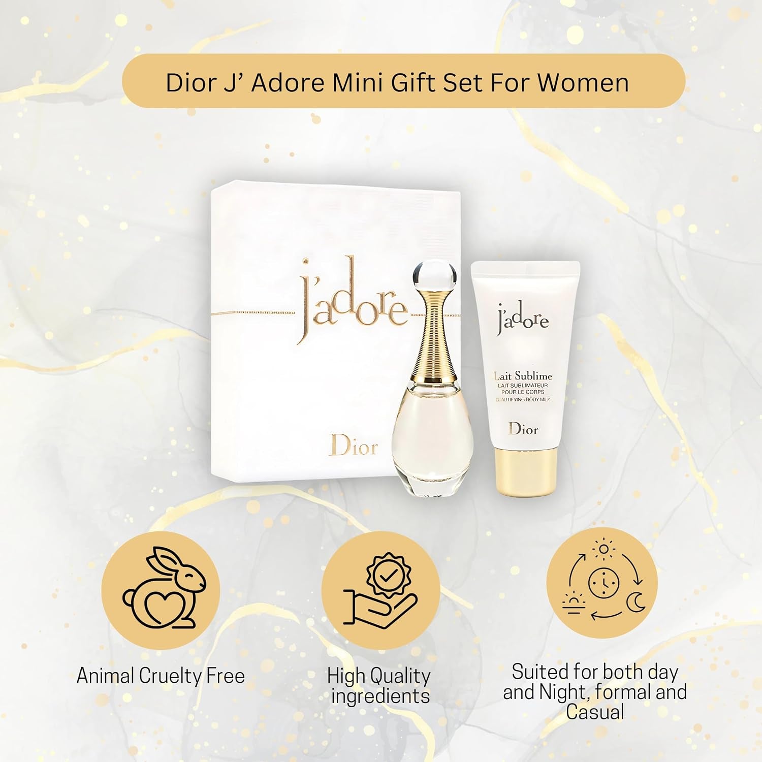 J'Adore Perfume for Women Mini Fragrance Gift Set EDP & Body Lotion Duo Travel Set