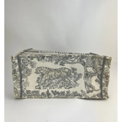 Medium Dior Book Gray Embroidery Tote