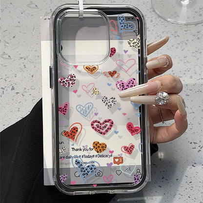 2 in 1 Candy Color Love Heart Phone Case For iPhone 17 Pro Case iPhone 13 11 12 14 15 16 Pro Max Air Soft Shockproof Cover Funda
