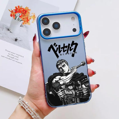 B-Berserk G-Guts Anime Phone Case For iPhone 17 16 15 14 13 12 11 Pro Max Black Purple Matte Laser Metallic Aurora Funda