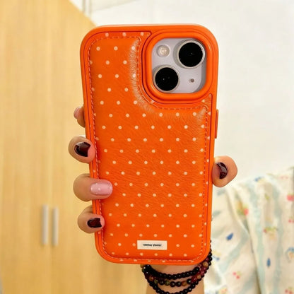 Ins Korean Cartoon Polka Dot Creative Leather Kawaii Phone Case For iPhone 17 air 16 15 14 13 12 11 Pro Max Plus Y2K Cute Cover