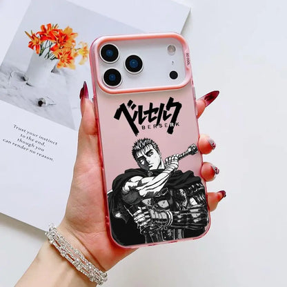 B-Berserk G-Guts Anime Phone Case For iPhone 17 16 15 14 13 12 11 Pro Max Black Purple Matte Laser Metallic Aurora Funda