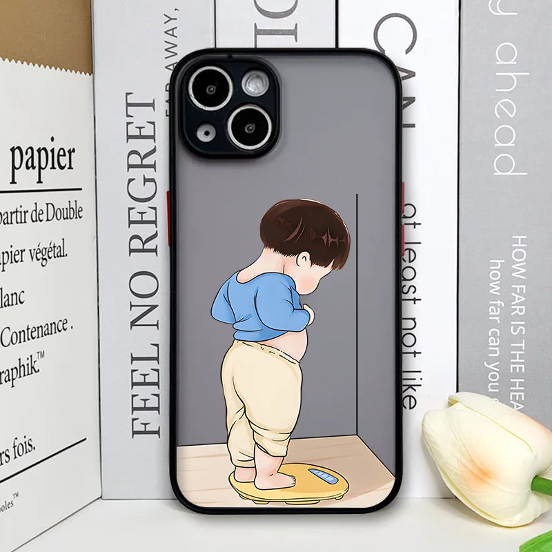 Creative Cartoon Boy Girl Paired Couple Phone Case for iPhone 17 16 Pro Max 15 14 13 12 11 XS MAX X XR 7 8 14 16 Plus Hard Cover