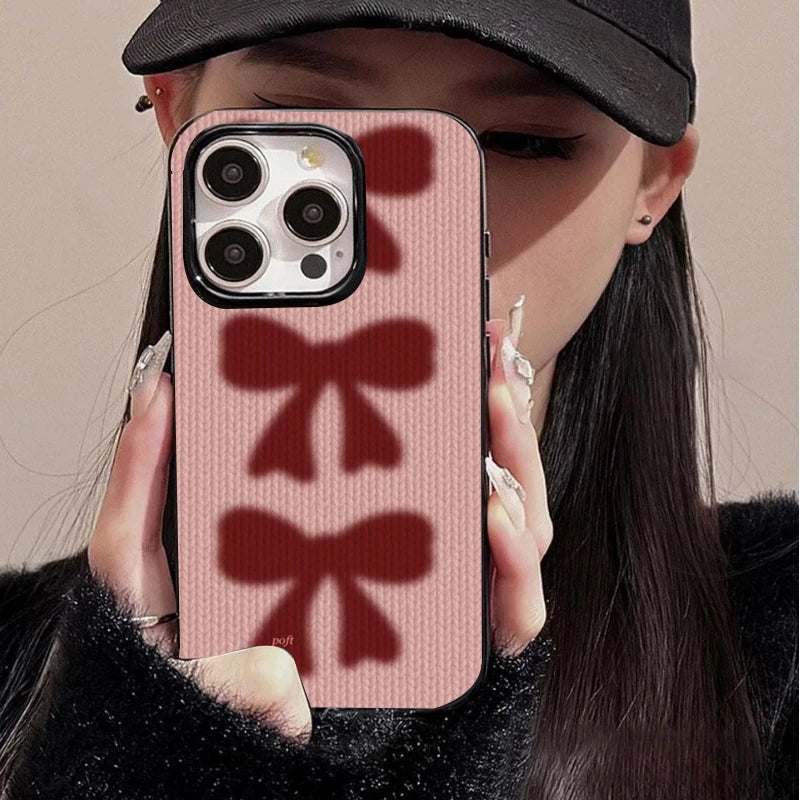 Adorable Ribbon Bow Glossy Soft Phone Case For iPhone 17 16 16e 15 14 13 12 11 Pro Max X XR 17 Air 7 8 Plus SE2 Shockproof Cover