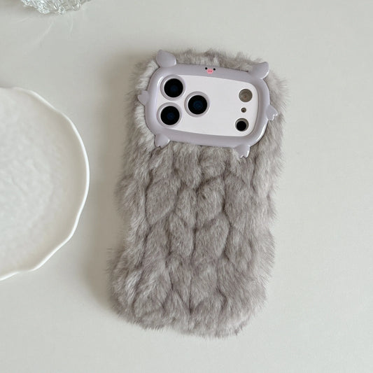 Adorable Pig Plush Shell for 17 pro max 16pro 15plus 14 13 Grid Smooth Soft Plush Cover Cute Animal Design Protective Case