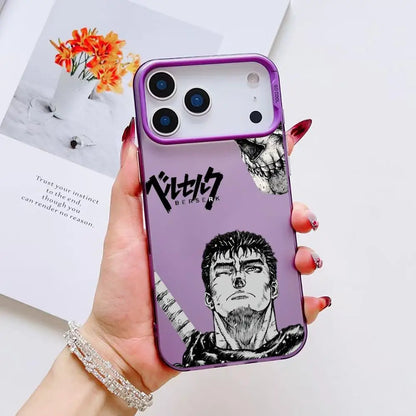 B-Berserk G-Guts Anime Phone Case For iPhone 17 16 15 14 13 12 11 Pro Max Black Purple Matte Laser Metallic Aurora Funda