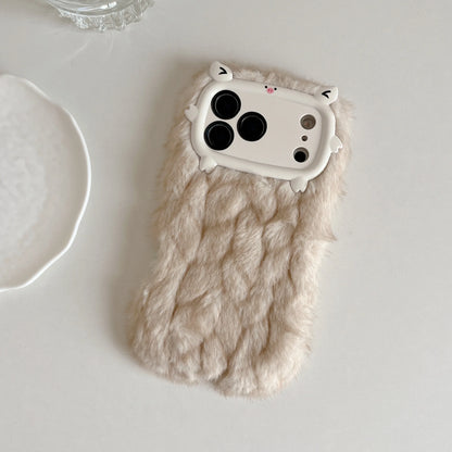 Adorable Pig Plush Shell for 17 pro max 16pro 15plus 14 13 Grid Smooth Soft Plush Cover Cute Animal Design Protective Case
