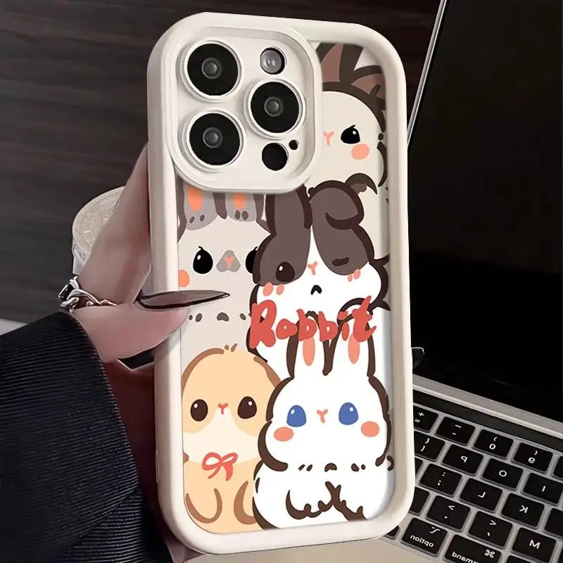 Cartoon Lively And Cute Rabbit Phone Case For iPhone 17 AIR 16 15 14 13 12 11 PRO MAX 7 8 PLUS MINI Anti Drop Dustproof Cover