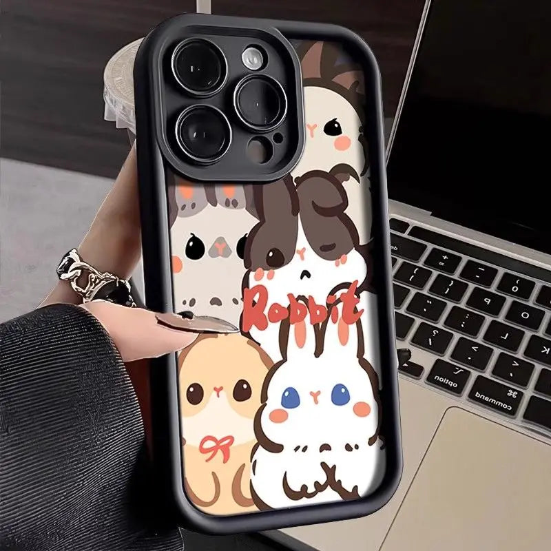Cartoon Lively And Cute Rabbit Phone Case For iPhone 17 AIR 16 15 14 13 12 11 PRO MAX 7 8 PLUS MINI Anti Drop Dustproof Cover