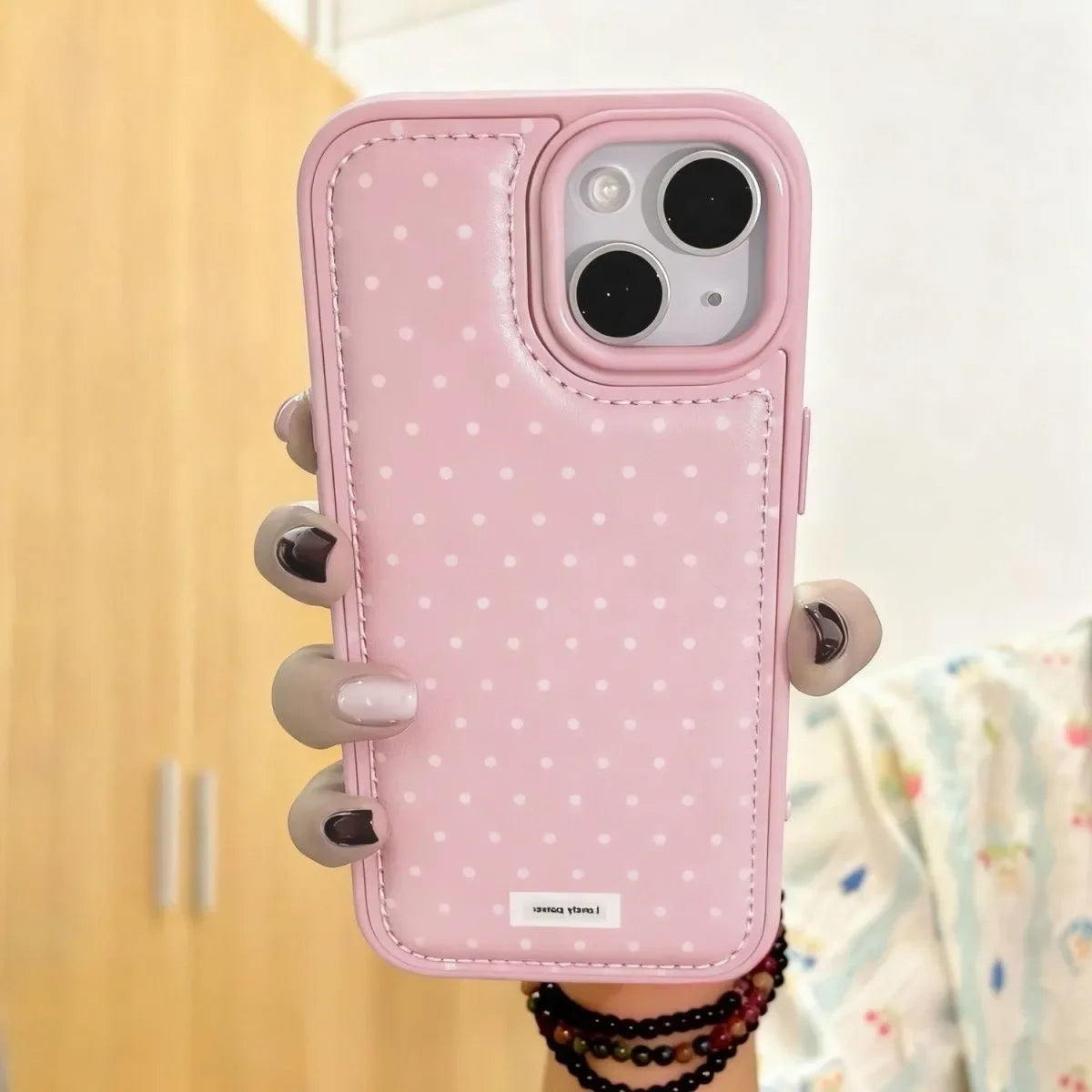 Ins Korean Cartoon Polka Dot Creative Leather Kawaii Phone Case For iPhone 17 air 16 15 14 13 12 11 Pro Max Plus Y2K Cute Cover