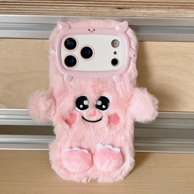 Cute Cartoon Funny dozing expression Phone Cases For iPhone 17 16 15 14 13 Pro Max Plush Soft Protection Cover