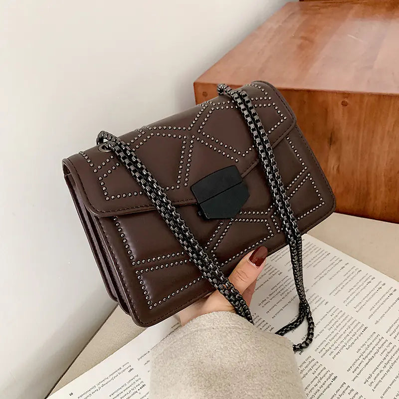 Black Chain Shoulder Messenger Square Bag for Women