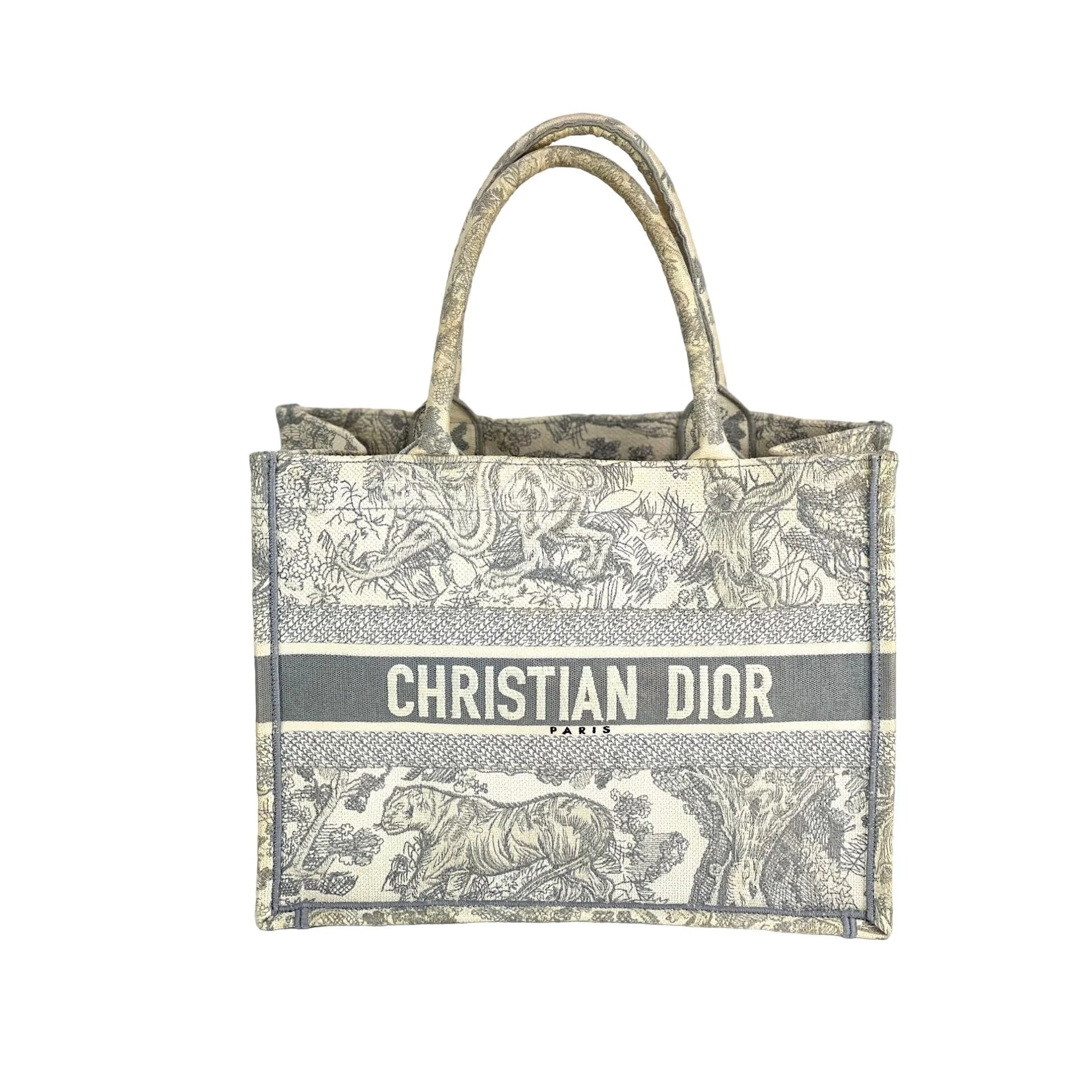 Medium Dior Book Gray Embroidery Tote