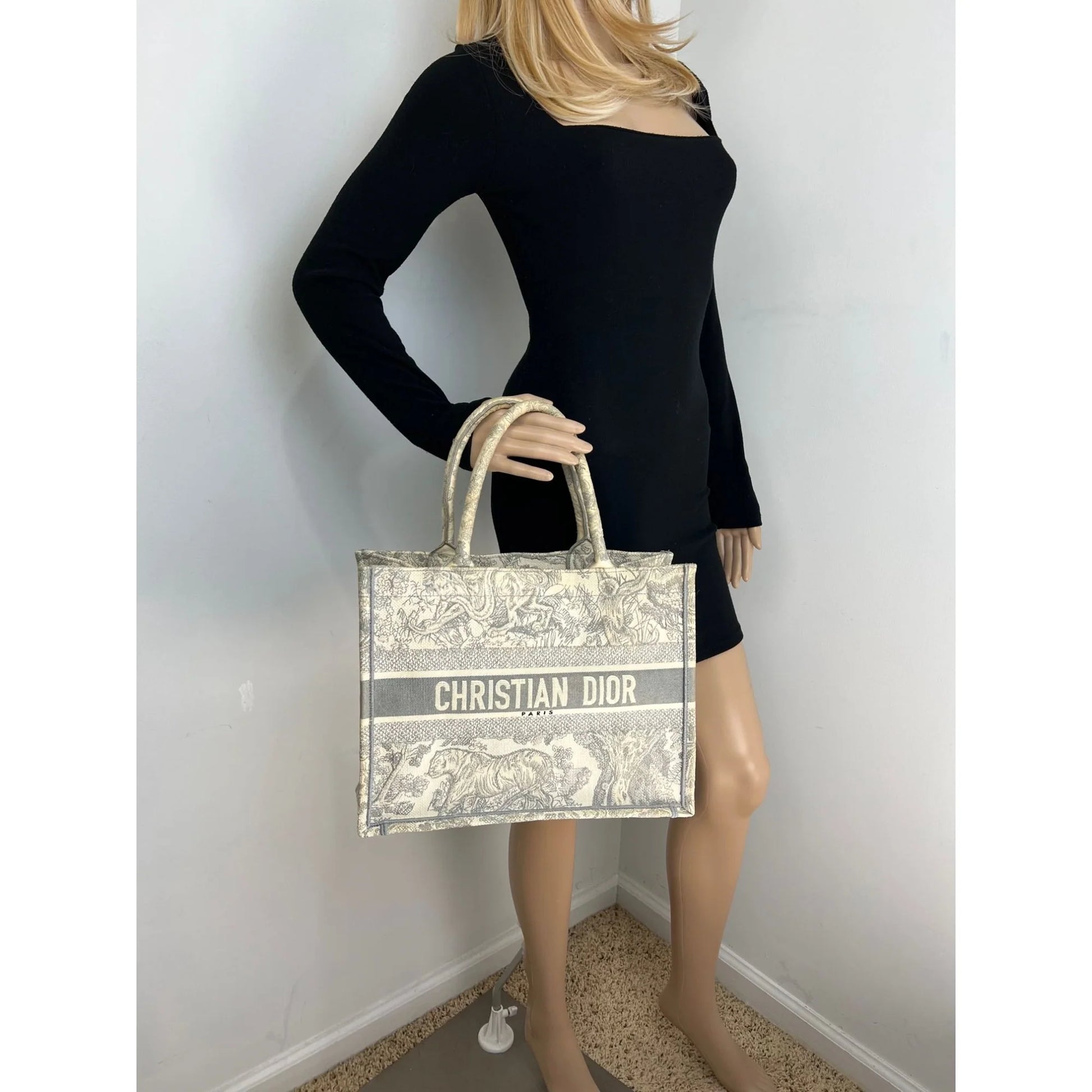 Medium Dior Book Gray Embroidery Tote