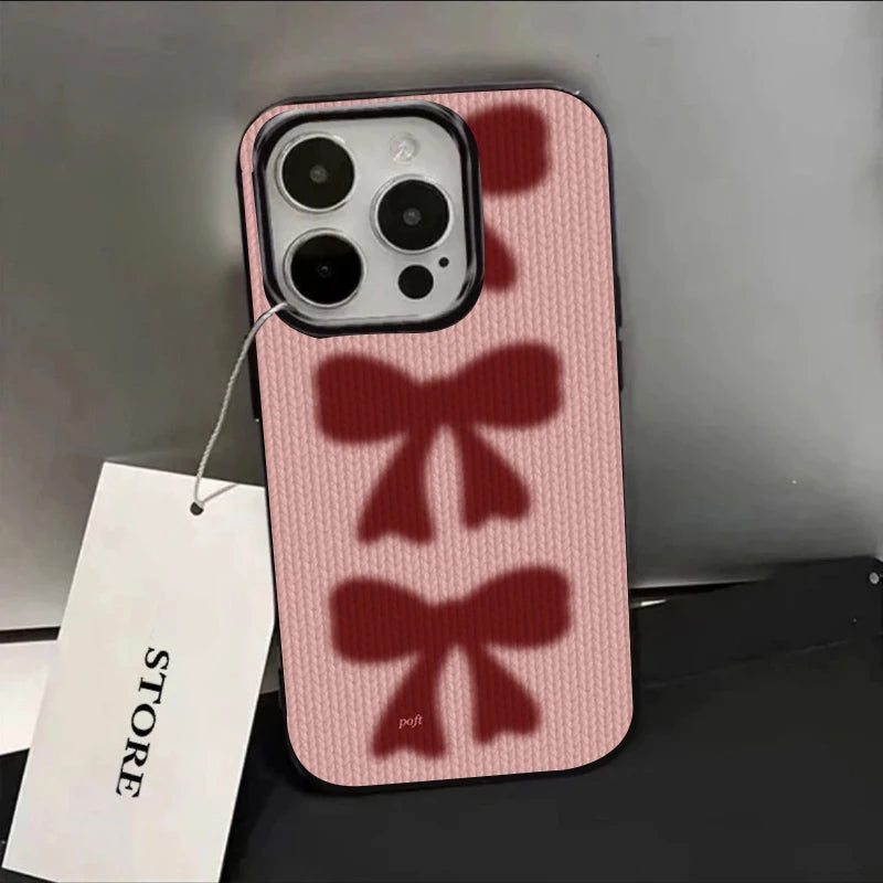 Adorable Ribbon Bow Glossy Soft Phone Case For iPhone 17 16 16e 15 14 13 12 11 Pro Max X XR 17 Air 7 8 Plus SE2 Shockproof Cover