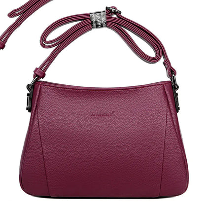 Soft Leather Messenger Bag for Middle-aged Women