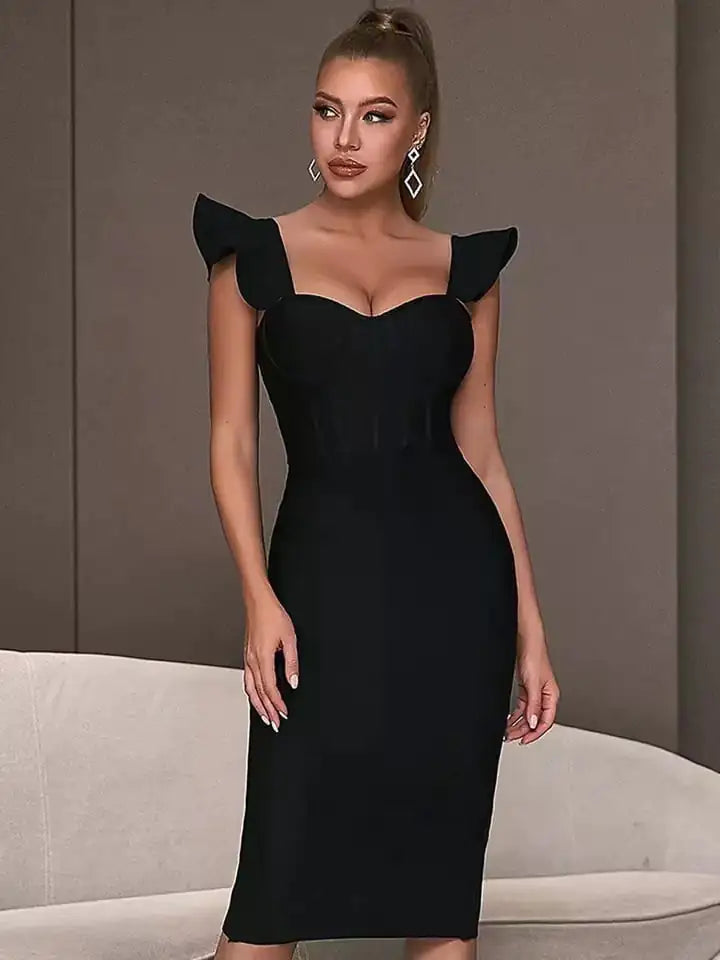 Elegant Solid Color Hip-Hugging Dress for Women