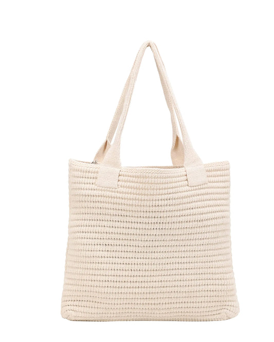 Stizimn Crochet Bags for Women Summer Beach Tote Bag Large Capacity Shoulder Bag Aesthetic Hobo Bag Knit Bag Hippie Bag (Beige-F)