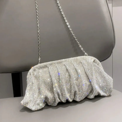 Rhinestone Ruffle Evening Bag for Women