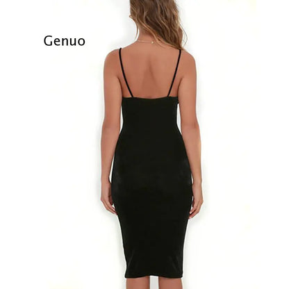 Elegant Backless Velvet Midi Dress for Women