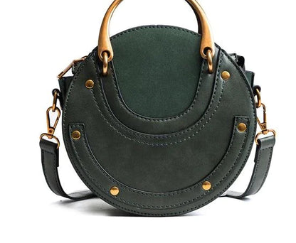 Fashionable Portable Rivet Round Shoulder Bag for Women