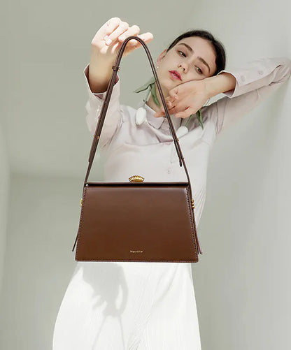 Retro Cowhide Texture Messenger Bag for Women