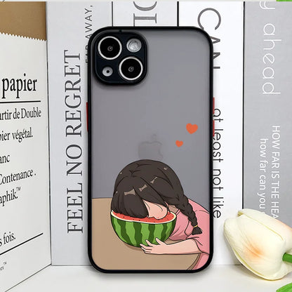 Creative Cartoon Boy Girl Paired Couple Phone Case for iPhone 17 16 Pro Max 15 14 13 12 11 XS MAX X XR 7 8 14 16 Plus Hard Cover