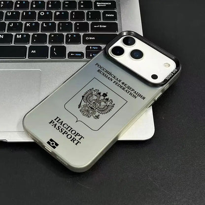 Russia Passport Design Phone Case For iPhone 17 16 15 14 13 12 11 Pro Max Air Colorful Matte Laser Aurora Shockproof Phone Case