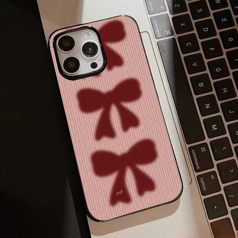 Adorable Ribbon Bow Glossy Soft Phone Case For iPhone 17 16 16e 15 14 13 12 11 Pro Max X XR 17 Air 7 8 Plus SE2 Shockproof Cover