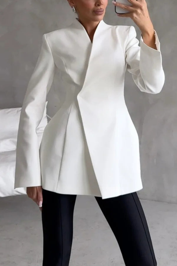 Women's Solid Color Skirt Two Piece Set Temperament Slim Blazer Coat See Through Mesh Package Hip Skirts 2 Piece Sets Streetwear