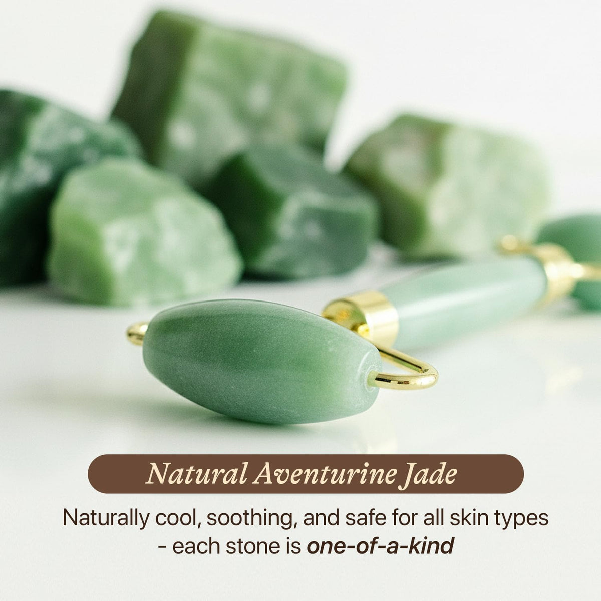 Jade Roller for Face - Smoothes Fine Lines & Wrinkles