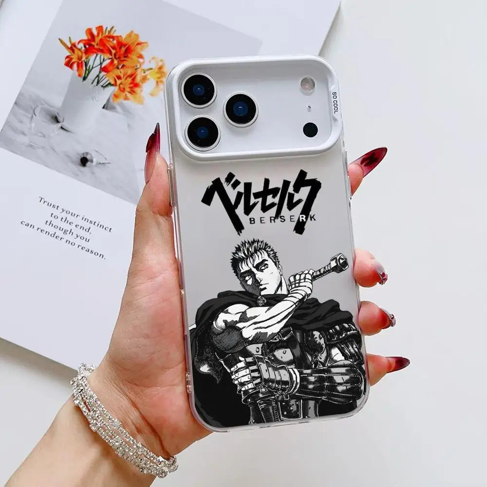 B-Berserk G-Guts Anime Phone Case For iPhone 17 16 15 14 13 12 11 Pro Max Black Purple Matte Laser Metallic Aurora Funda