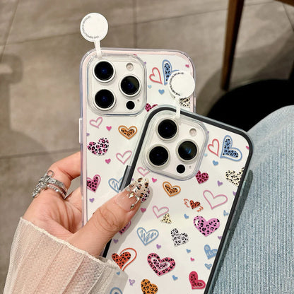 2 in 1 Candy Color Love Heart Phone Case For iPhone 17 Pro Case iPhone 13 11 12 14 15 16 Pro Max Air Soft Shockproof Cover Funda