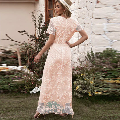 Summer Lace Hollow Long Dress for Women - Chic & Elegant