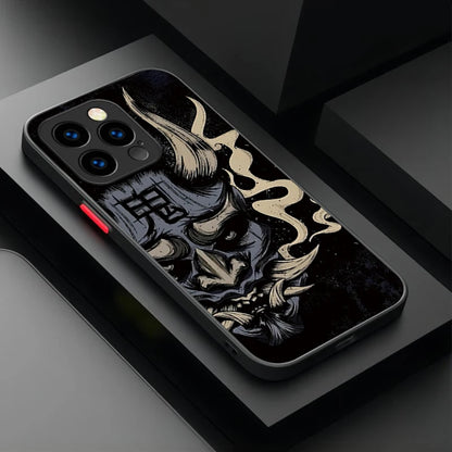 Samurai Hannya Mask Ghost Printing Phone Case For iPhone 17 Air 15 16E 16 Plus 14 13 12 11 Pro Max XR X XS Max SE 2020 Cover