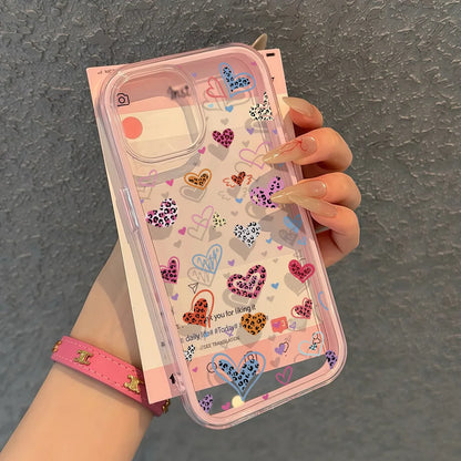 2 in 1 Candy Color Love Heart Phone Case For iPhone 17 Pro Case iPhone 13 11 12 14 15 16 Pro Max Air Soft Shockproof Cover Funda