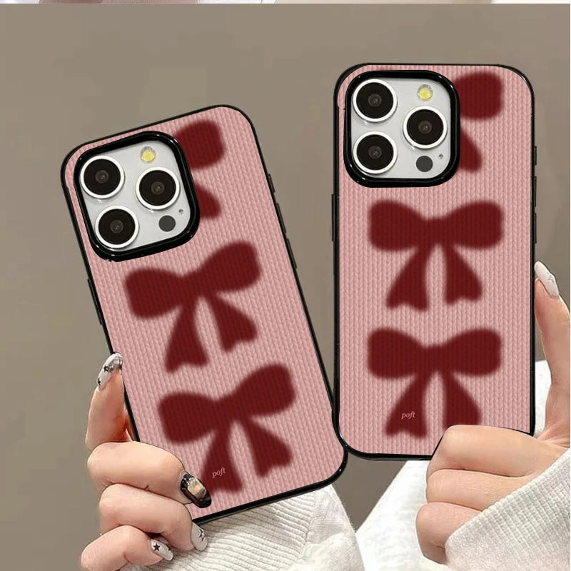Adorable Ribbon Bow Glossy Soft Phone Case For iPhone 17 16 16e 15 14 13 12 11 Pro Max X XR 17 Air 7 8 Plus SE2 Shockproof Cover