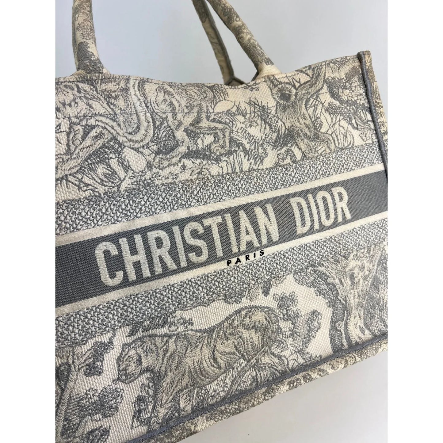 Medium Dior Book Gray Embroidery Tote